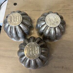 Set of 3 Vintage‎ 1960s JELL-O Aluminum Individual Jelly Molds Flower Shape